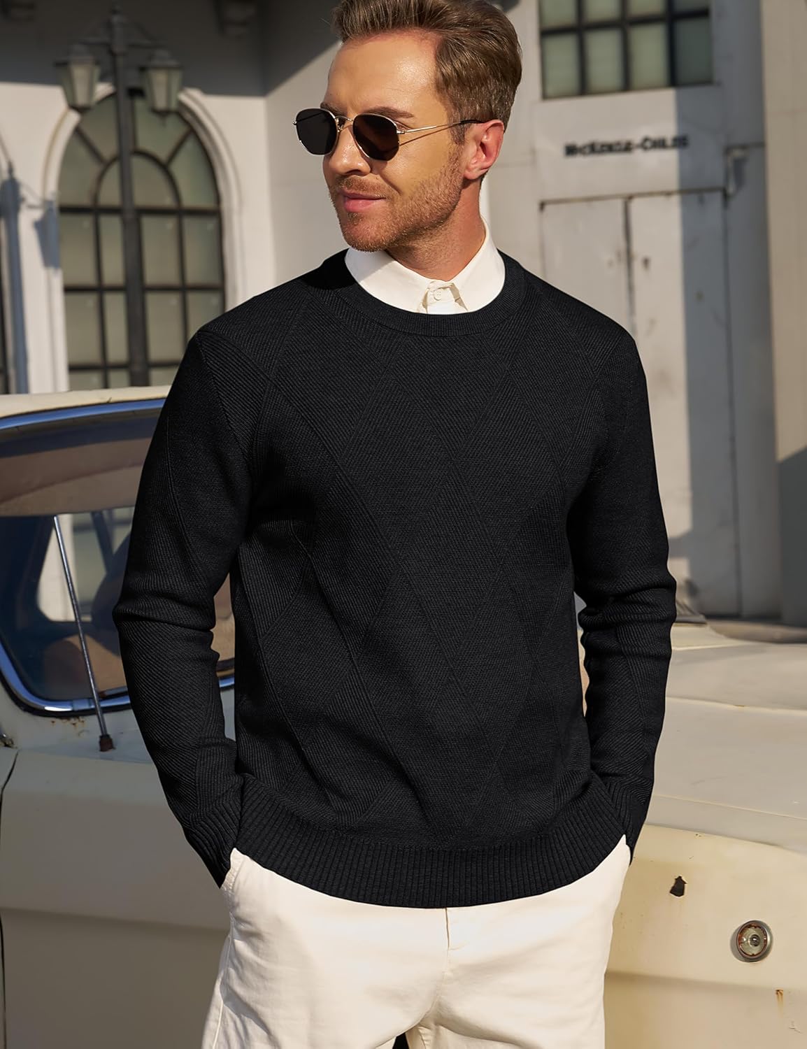 TACVASEN Men's Sweater Crewneck Cable Knit Pullover Sweater Casual Fall Winter Warm Long Sleeve Sweaters - Image 3