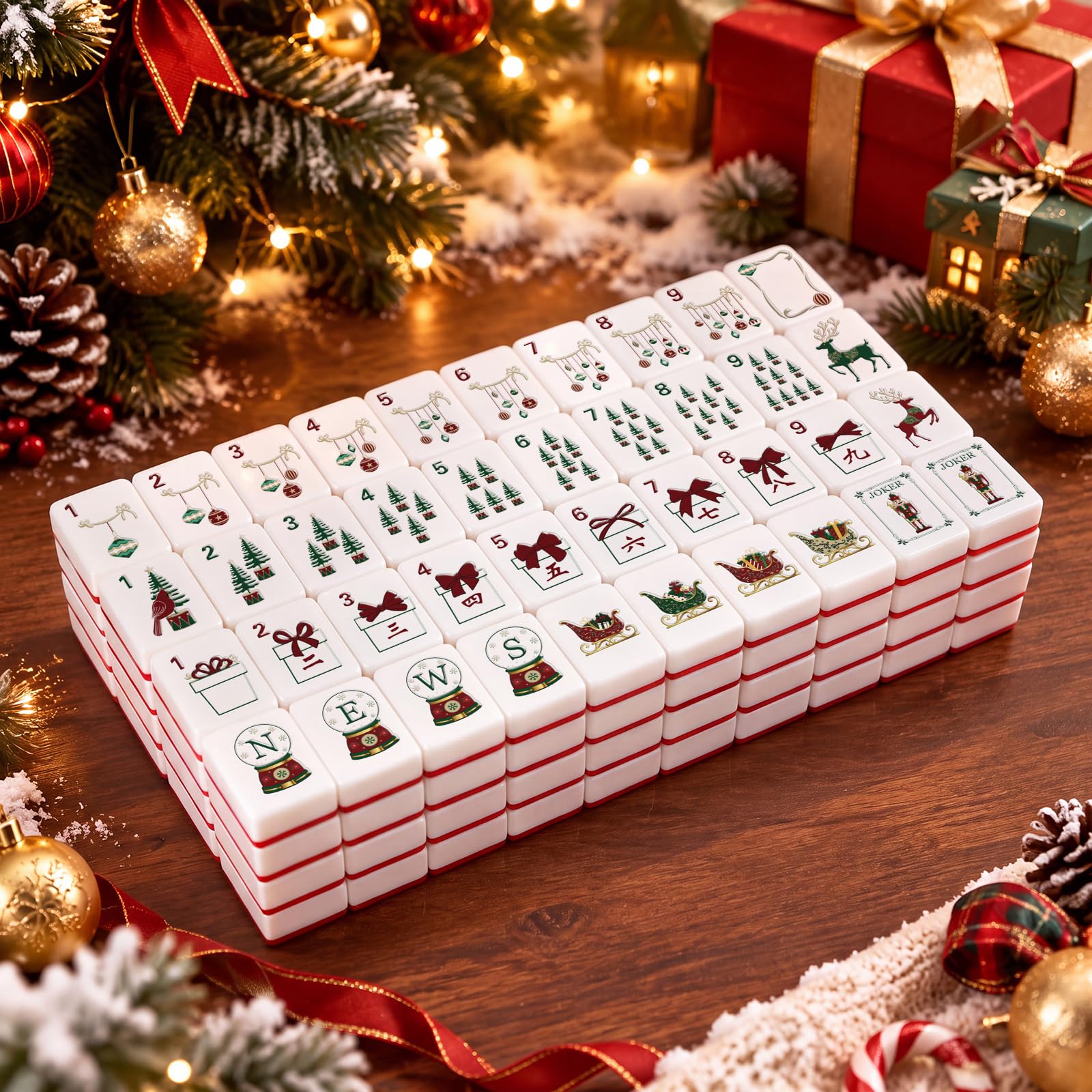 Charnoel 164 Pcs Christmas American Mahjong Set Multicolor Mahjong Tiles