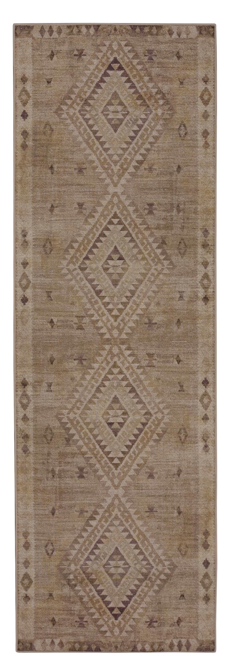 Tapis couloir lavable sans tache pour maison propre Linon marron sable