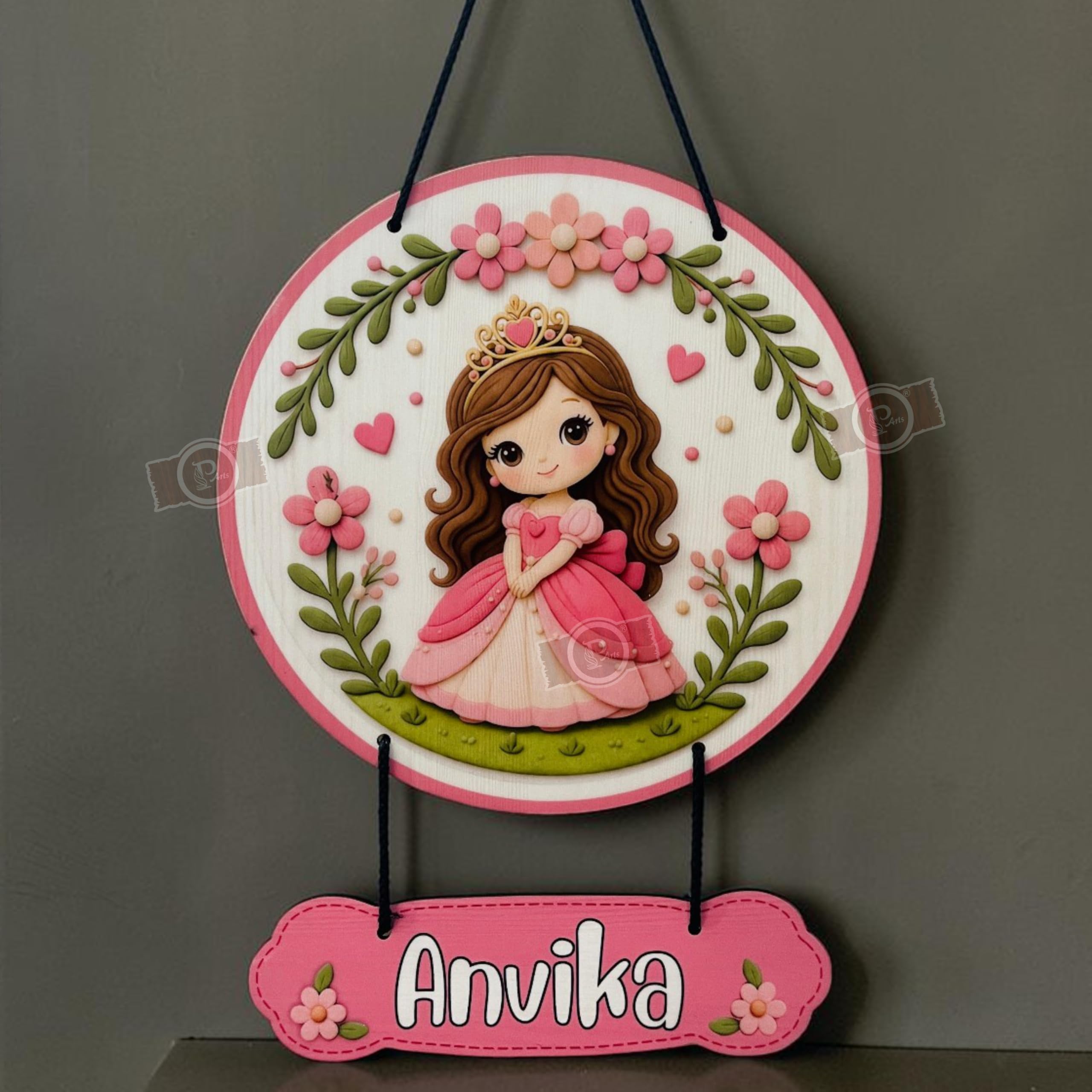 P Arts Personalized Kids Name Plate for Room Door, Custom Baby Name Board for Nursery Decor, 3D Illusion UV Printed Wooden Name Sign, Kids Room Wall Hanging, Birthday Gift & Return Gift (Princess Dreamland)-picture-25