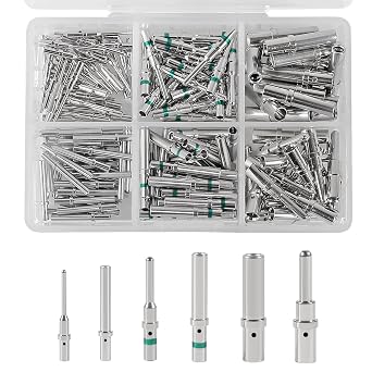 180PCS Deutsch Connector Pins and Sockets, Size 12 16 20 Male and Female Solid Terminals, Stainless Steel Solid Contacts for Deutsch DTP, DT, DTM Series Connectors, Wire Range 12-22AWG