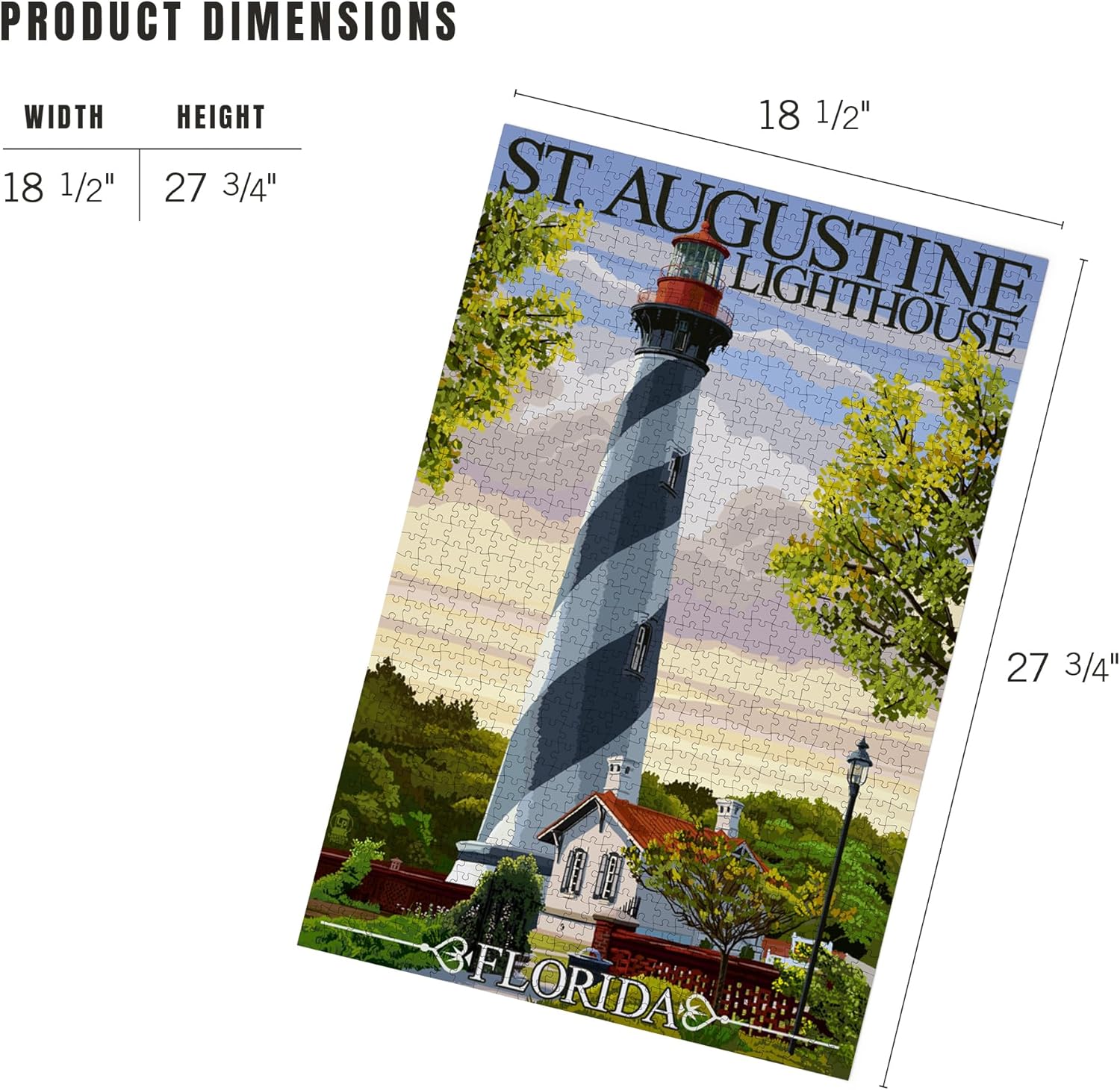 Lantern Press St. Augustine, Florida Lighthouse 1000 Piece Jigsaw Puzzle for Adults, Made in USA with Reference Poster