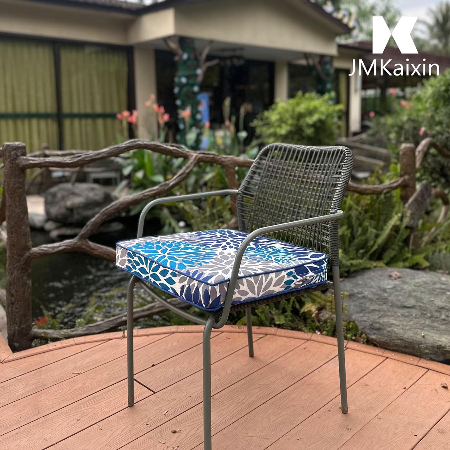 Outdoor Chair Cushions 19 x 19 Inch Waterproof Patio Seat Cushions for Patio Furniture Garden Sofa Couch with Zipper and Adjustable Straps, Set of 4