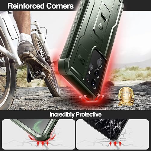 Miniatura 3 de Dexnor Funda para Samsung Galaxy S21 Ultra, Protector de pantalla y soporte integrados Protección de grado militar resistente a prueba de golpes