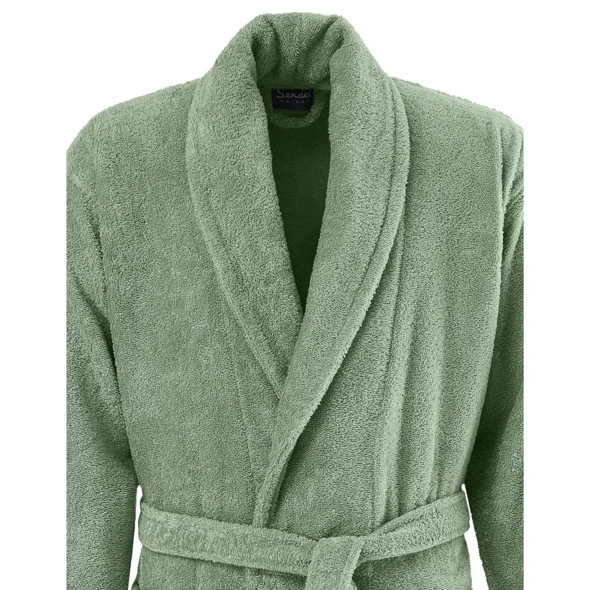 Sensei Maison - Peignoir col châle en Coton Biologique 420 g/m² Bio ORGANIKA - 3 - L - Sauge