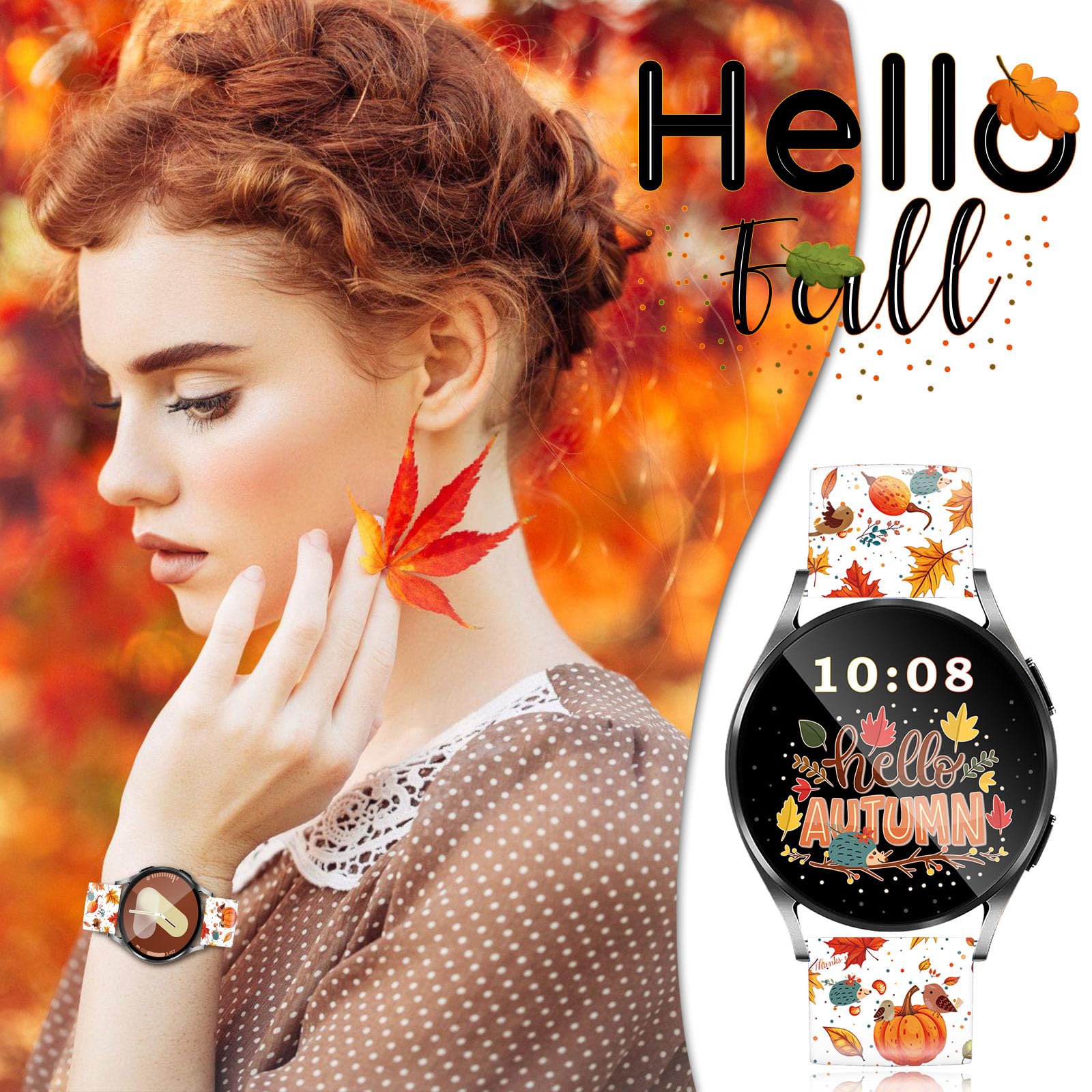 Bracelet de montre de Noël de 20 mm compatible avec Samsung Galaxy 6/5/5 Pro/4/4 Classic/3 (41 mm)/Active 1&2, tailles 40 mm, 41 mm, 42 mm, 44 mm, 45 mm, 46 mm, bonhomme de neige, Père Noël, vacances