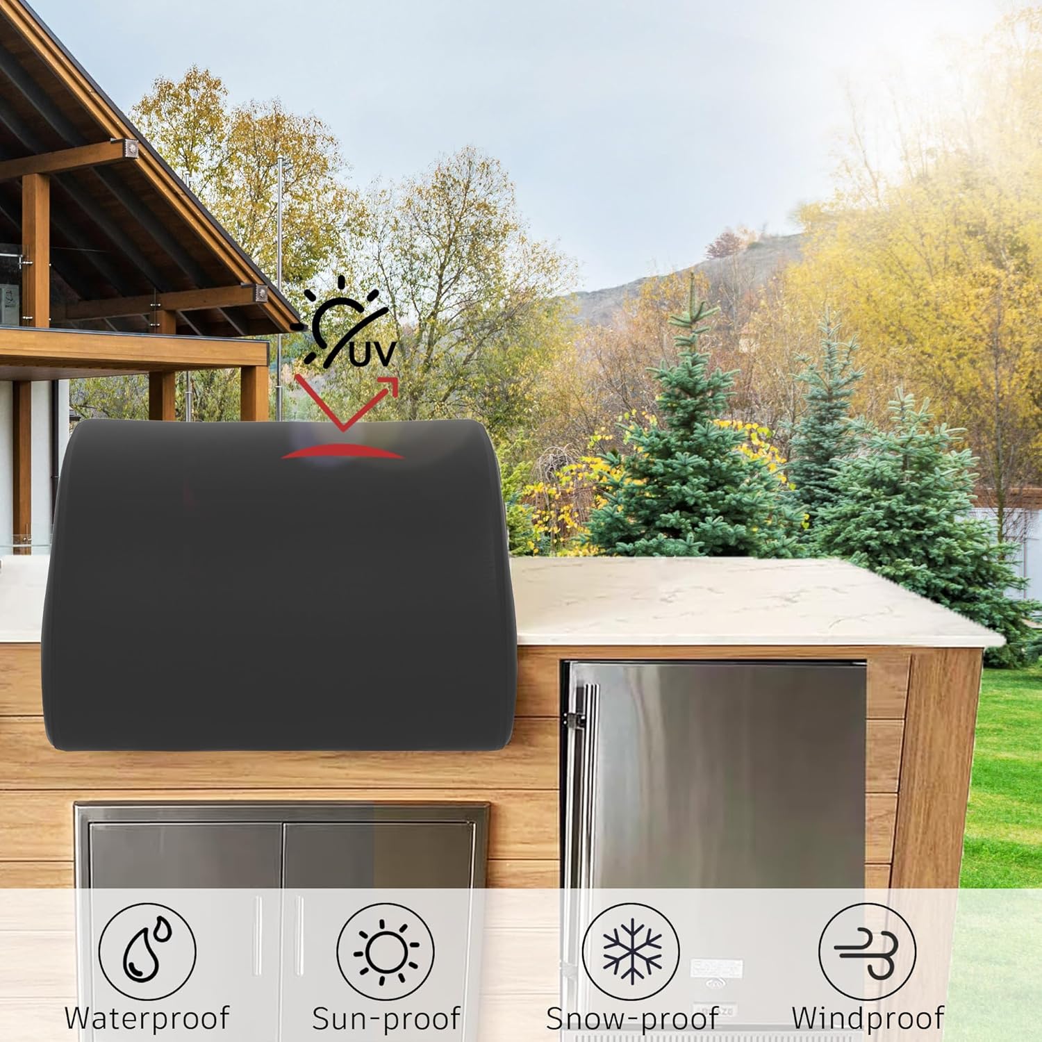 Grill Cover for Blaze 32 Inch 4 Burner Built-in Gas Grill, Waterproof, Rip Proof, Heavy Duty Built in Grill Cover for Outdoor Grill