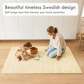 Lillefolk Baby Play Mat for Floor - 4x6ft Beige | Soft Non Toxic Premium EVA Foam Tiles for Tummy Time, Crawling & Playroom - Waterproof Interlocking Floor Mat for Babies & Toddlers (6 Tiles)