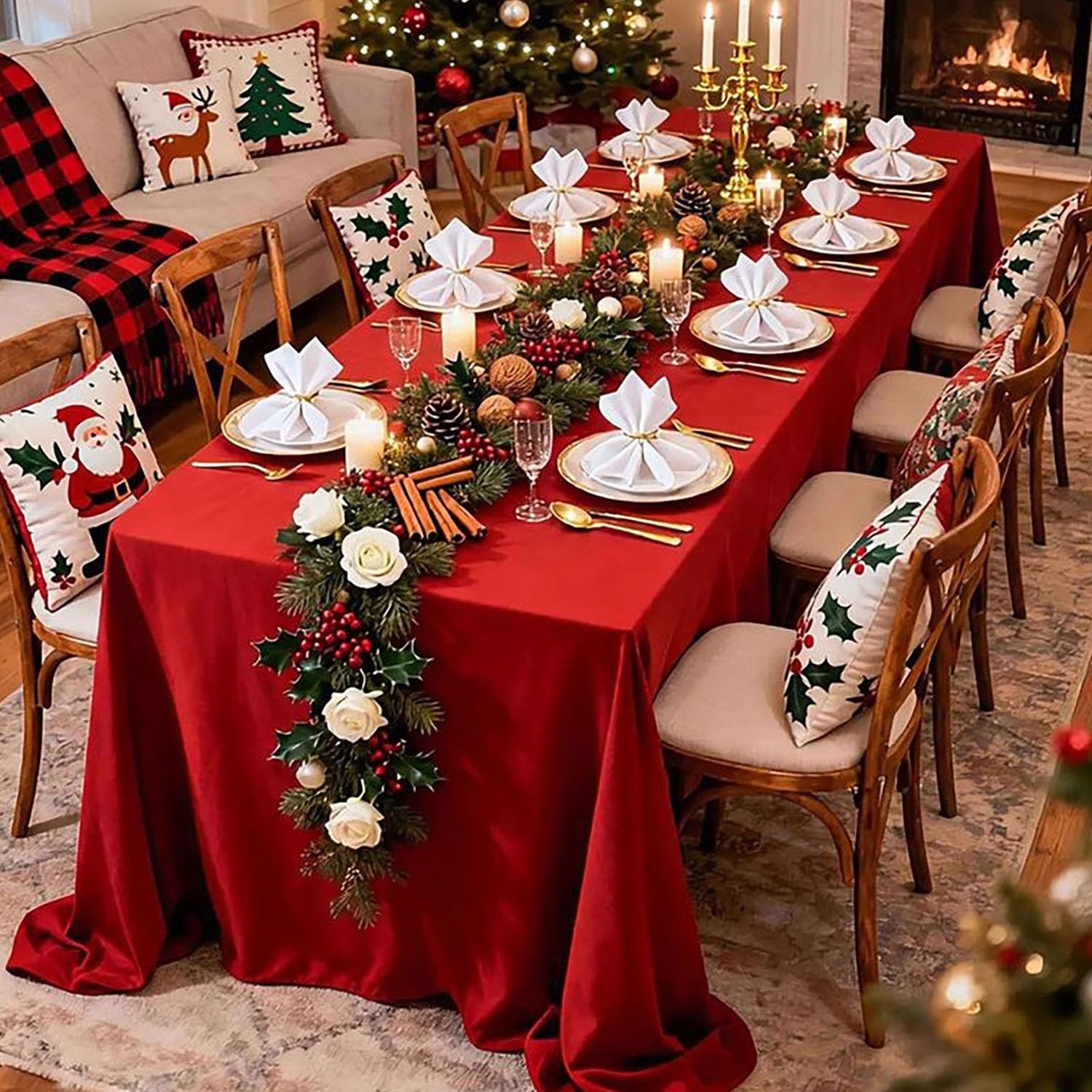 Extra Lar - Mantel impermeable para hoteles y restaurantes, tela de poliéster resistente, lavable y personalizable para Navidad y eventos (blanco, 240 x 320 cm)