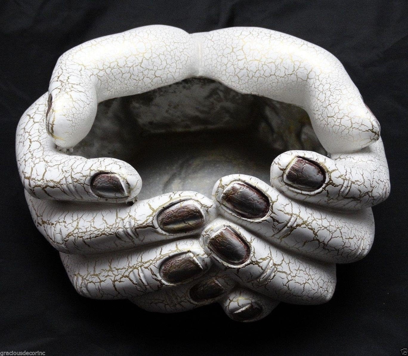 Collectible Hand Shape Resin Bowl Table Mantel Centerpiece Vase Trinket Box