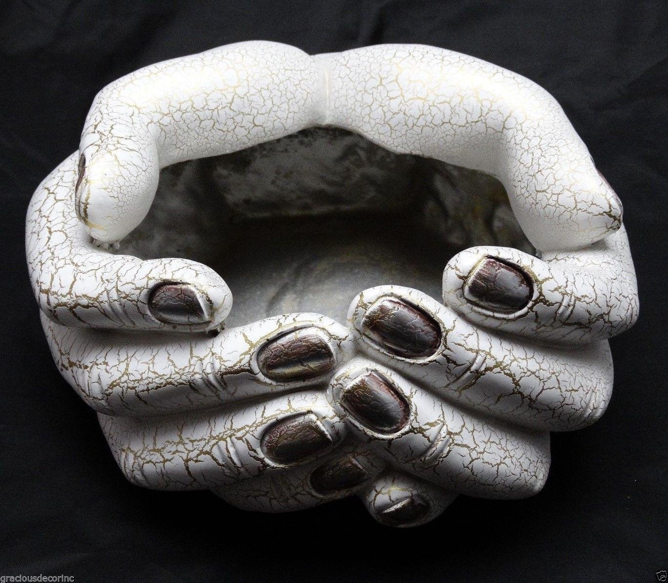 Collectible Hand Shape Resin Bowl Table Mantel Centerpiece Vase Trinket Box