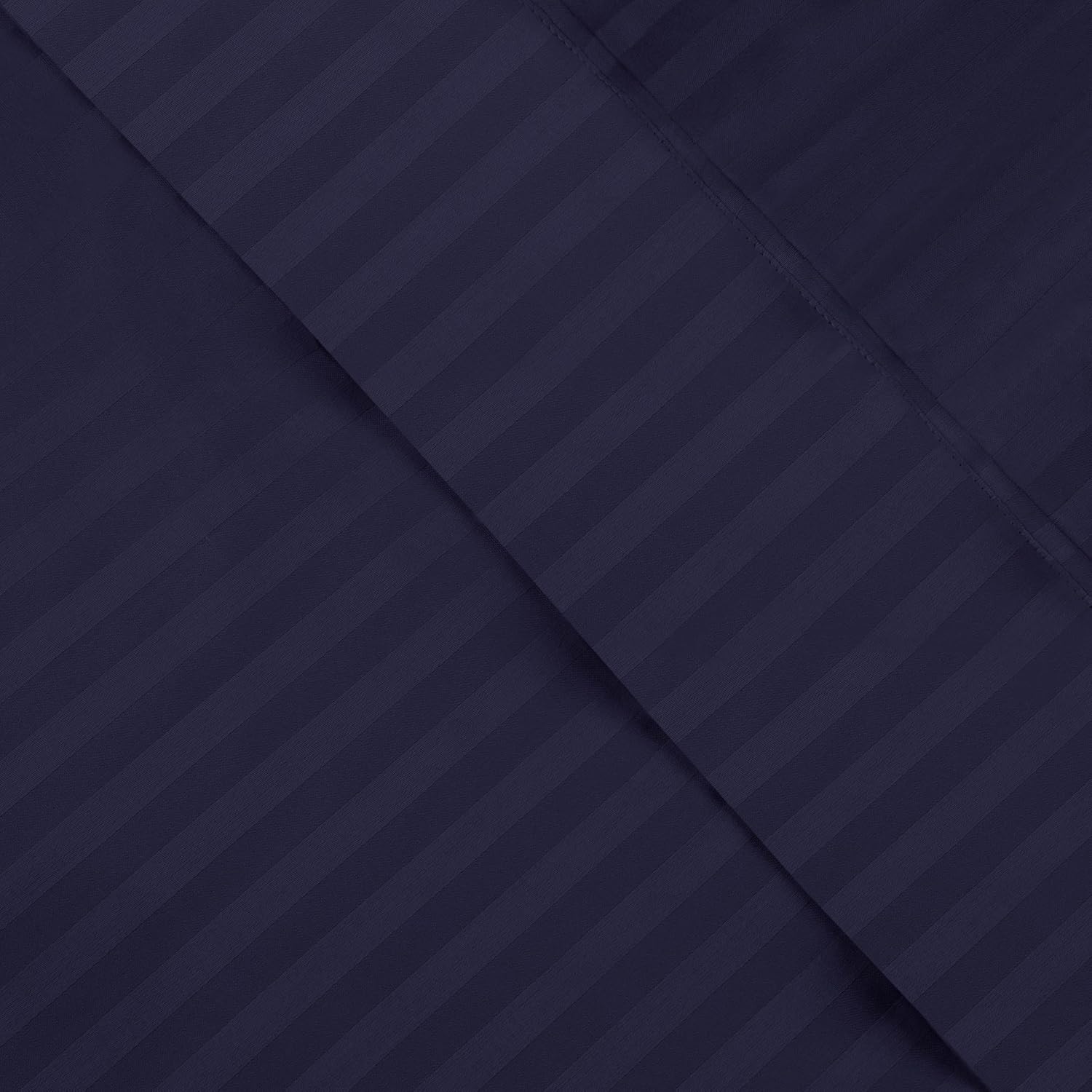 Superior Egyptian Cotton 300 Thread Count Bed Sheet Set, 1 Elastic Deep Pocket Fitted Sheet, 1 Flat Sheet, 2 Pillowcases, Daily Sheets, Luxury Home Essentials, Striped, California King, Navy Blue