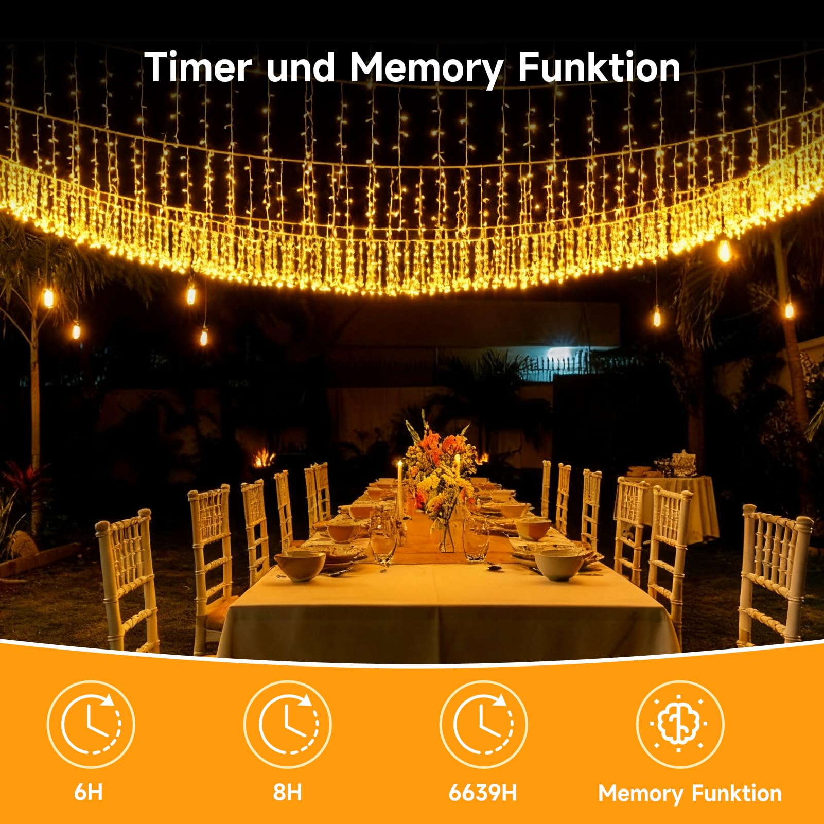 WOWDSGN LED Eisregen Lichterkette Außen, 20M 605LED Lichterkette Außen Weihnachten mit Timer,8 Modi IP44 Wasserdicht, Lichtervorhang Aussen für Weihnachtsdeko Aussen Innen Balkon Party Traufe Warmweiß