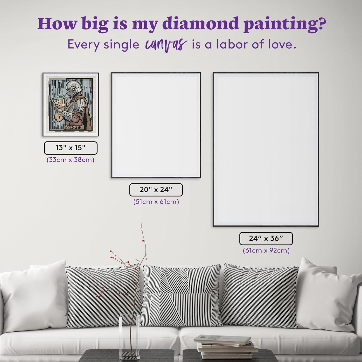 DIAMOND ART CLUB The Mandalorian and The Child Diamond Painting Kit, Fun DIY Crafts for Adults, Round Diamond Art Canvas, 13" x 15" (33 cm x 38 cm)