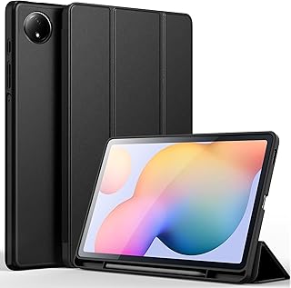 جراب حماية تابلت ناعم لـ شاومي ريدمي باد SE 8.7 بوصة 2024 مع حامل قلم من البولي يوريثين المقاوم للحرارة ثلاثي الطيات، جراب ذكي قابل للطي بخاصية التنشيط والسكون التلقائي من دلع موبايلك، لون أسود