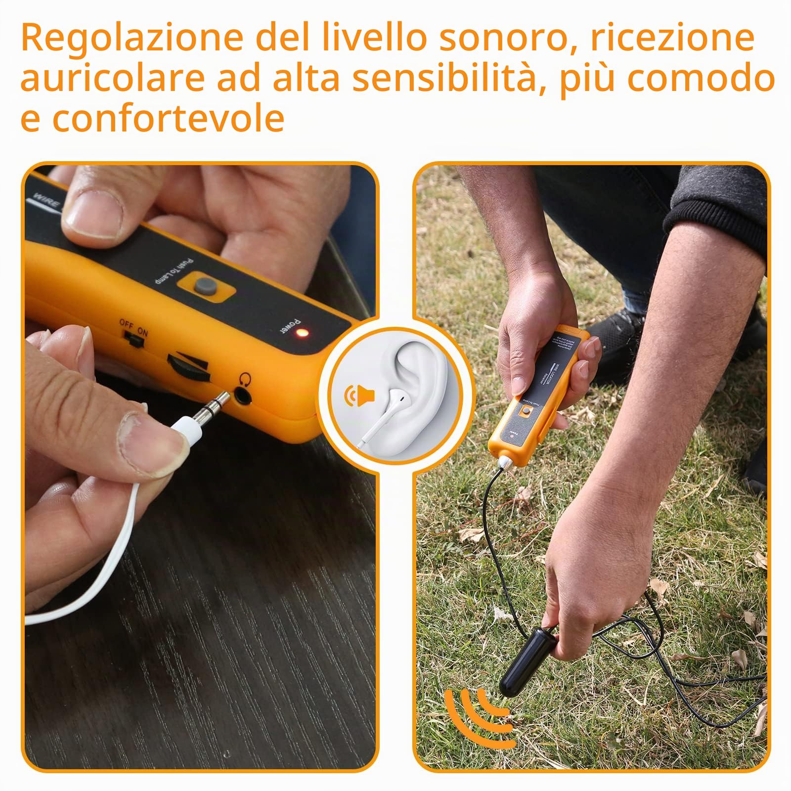 F02 - Ricercatore per cavi di terra, con cuffie, tester per cavi per recinzioni di animali domestici, cavi sottoposti a terra, fili di controllo dell'irrigazione