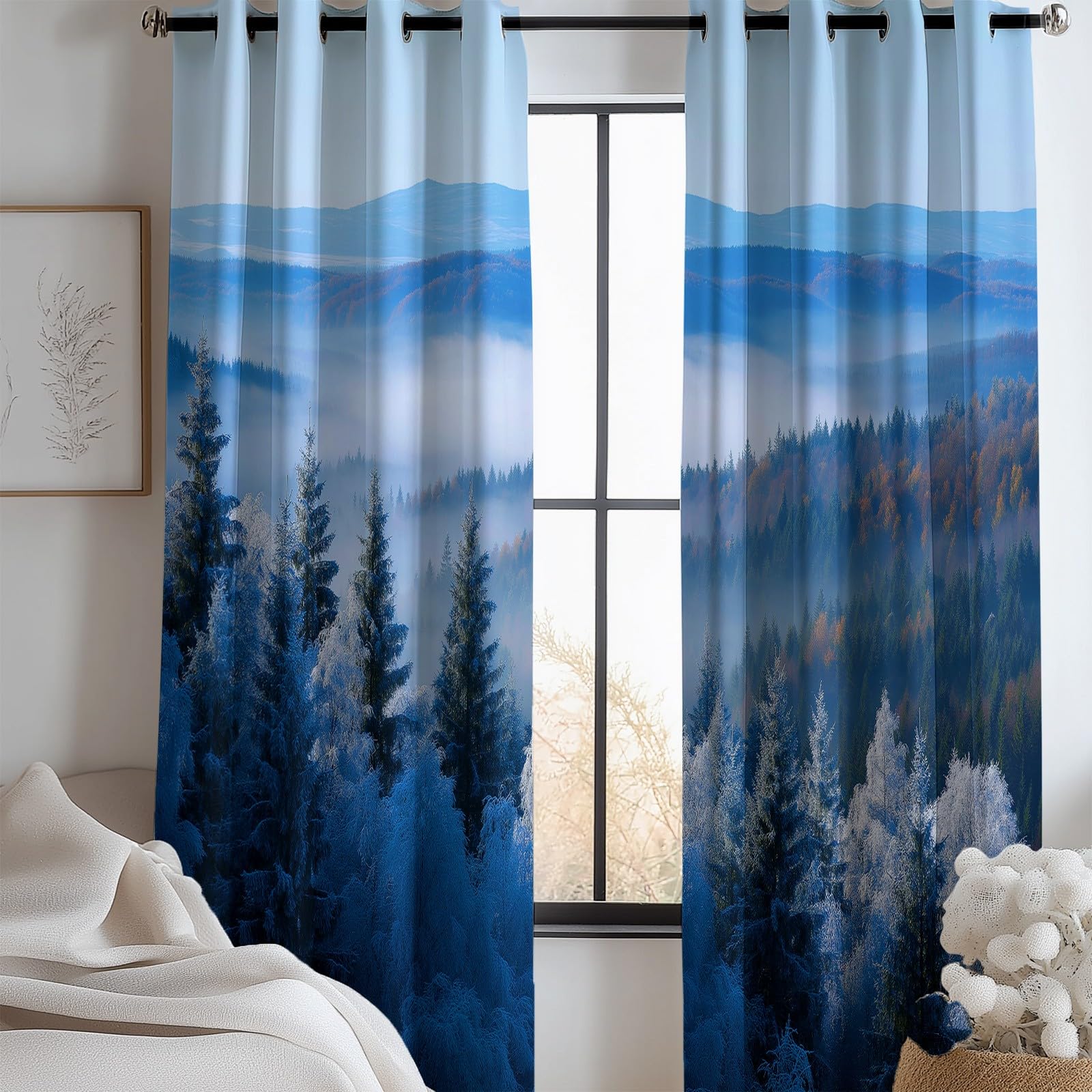 Rideau isolant anti froid épais bleu 140x245 cm pour couper la lumière