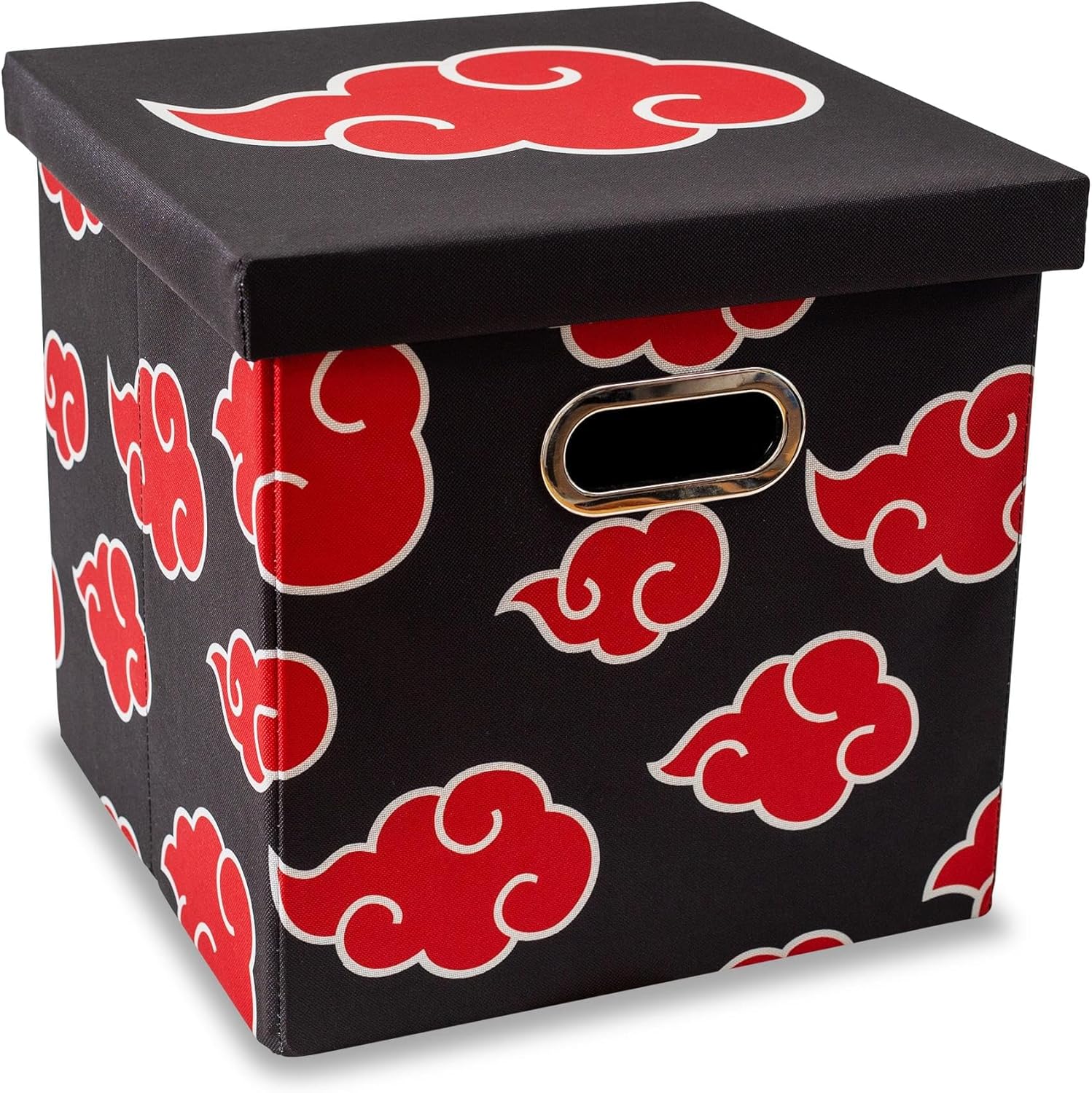 Naruto Shippuden Akatsuki 13-Inch Fabric Storage Bin With Handles and Lid | Cube Organizer For Cabinet, Closet