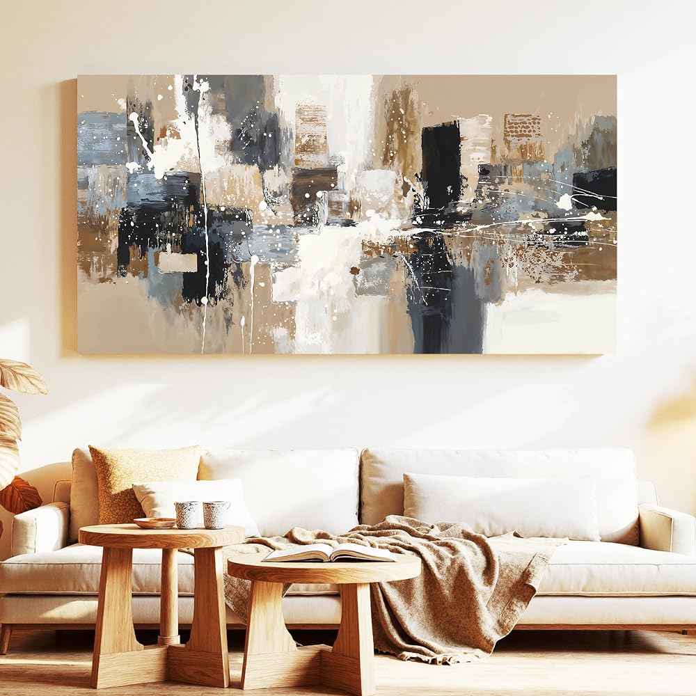 Large Abstract Wall Art Prints Canvas Art Wall Decor For Living Room Brown Wabi Sabi Abstract Black Art Print Aesthetic Home Wall Decor Painting Picture For Bedroom Study Office Wall Decoration 29×58 Inch