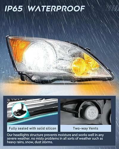 Miniatura 6 de Nilight Conjunto de faros delanteros para Honda CRV (CR-V) 2007 2008 2009 2010 2011 faro negro carcasa ámbar reflector