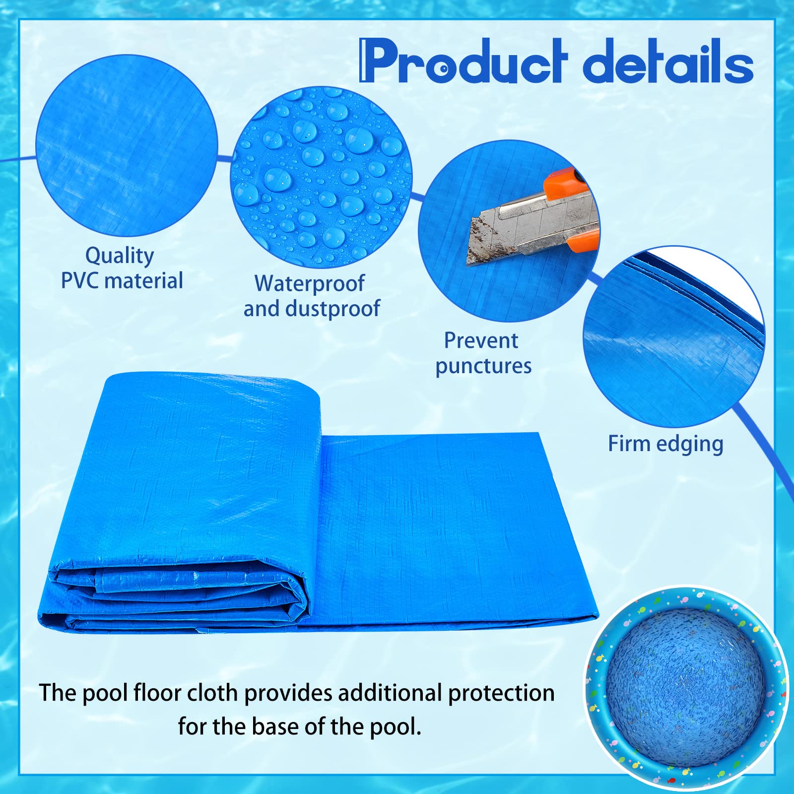 Tapis de sol rond pour piscine hors sol, tapis de protection pour éviter les crevaisons (3,6 m)