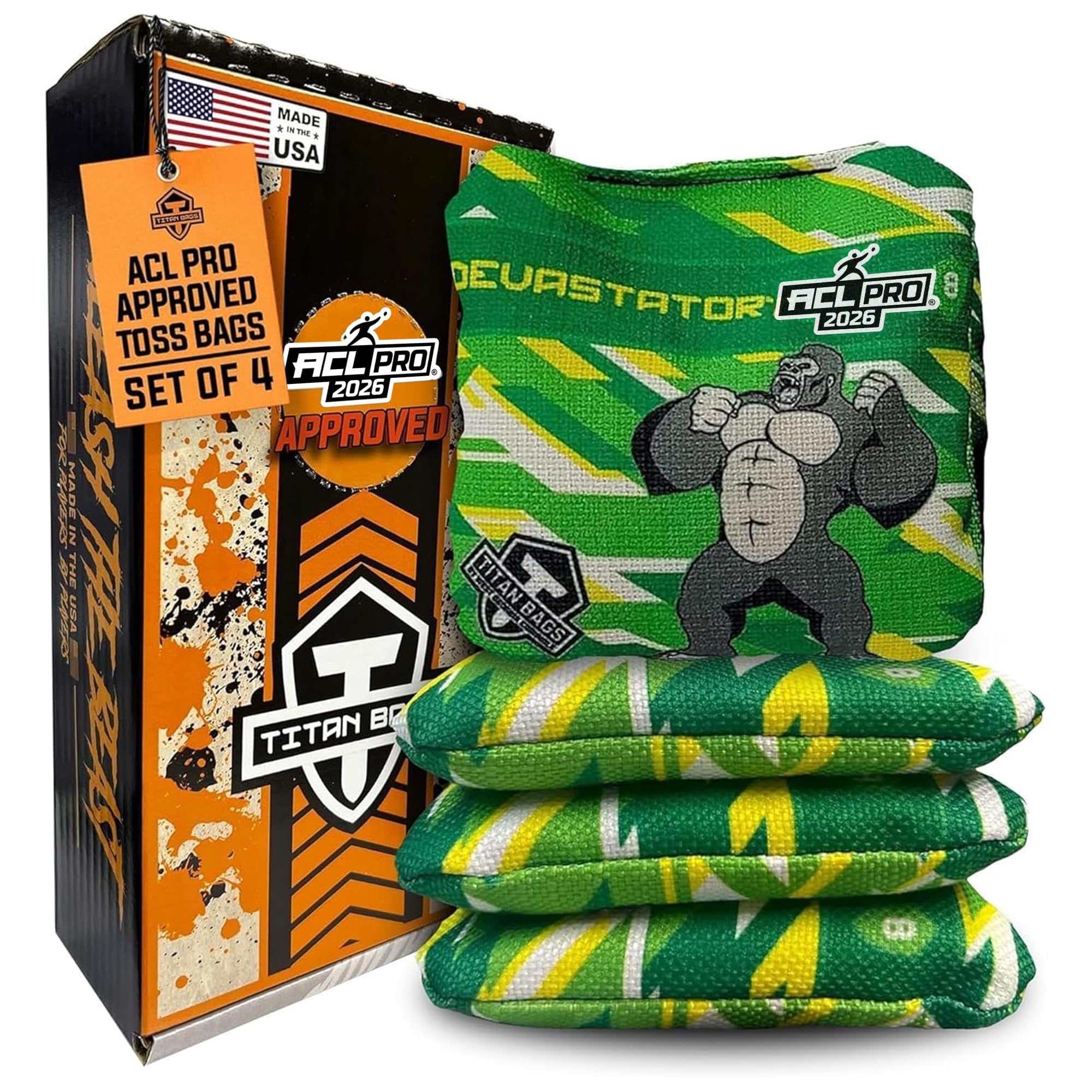 Titan Bags Devastator ACL Cornhole Bags - Speed 6/8 - Juego de 4 - Fractal
