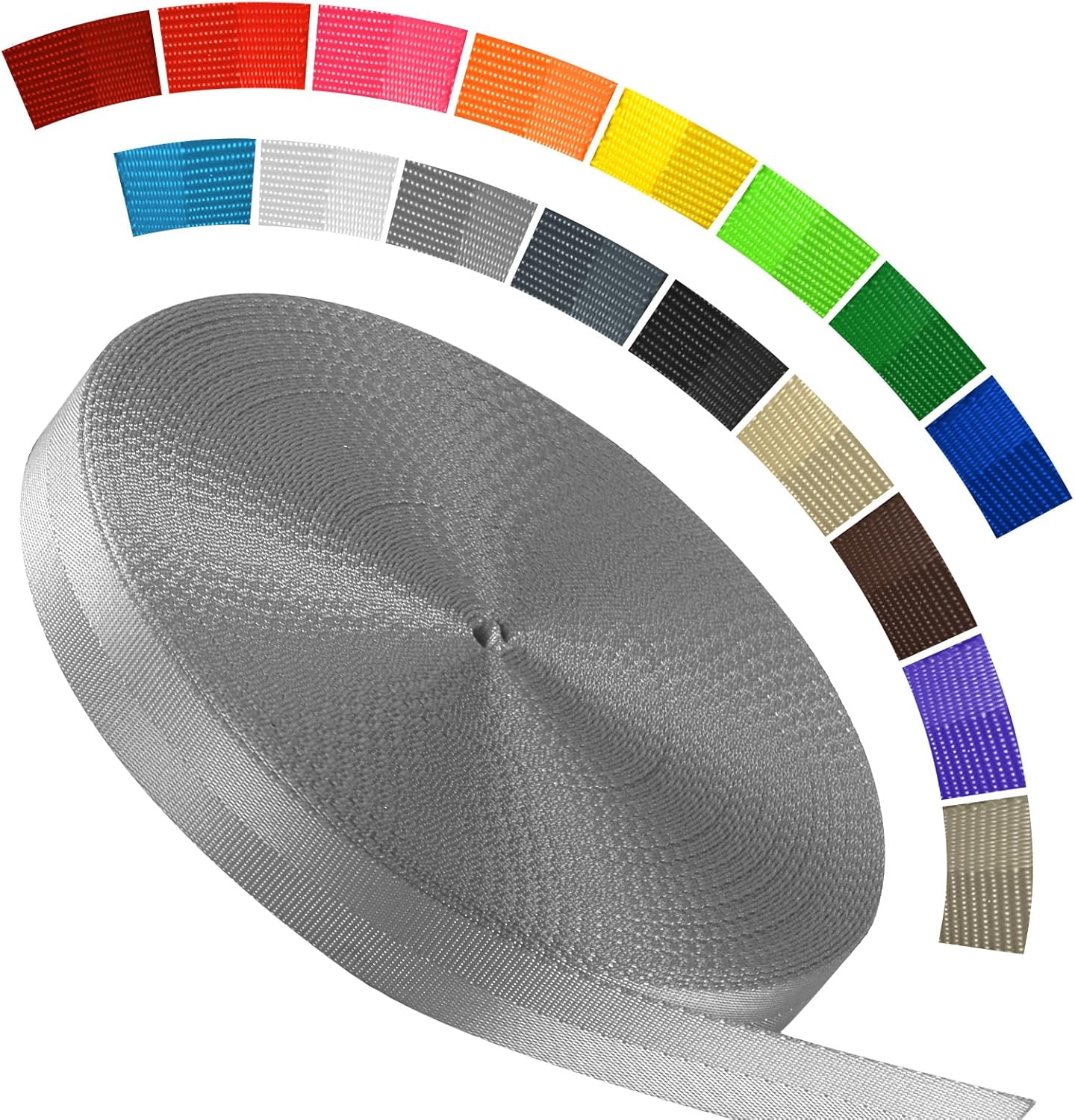 Polyester Webbing Strap 16+Colors – 1"&1.5"&1.9" – 16.5 25 33 55 Yards Heavy Duty Webbing Roll, Flat Webbing Strap for Indoor&Outdoor Gear, Climbing, DIY Crafting, Repairing