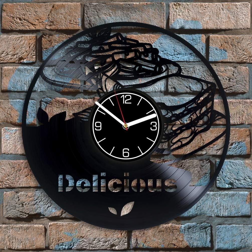 Delicious Vinyl Record Wall Clock Delicious Food Kitchen Decoration 12 inch Wall Clock Food Art Gift for Her Delicious Wall Art Food Clock Food Wall Clock Modern Delicious Food Vinyl Clock