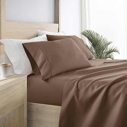 Vista 44 de Linen Market Juego de 4 piezas de sábanas tamaño Queen - transpirables, patrón de doble cepillado refrescante – Sábanas de bolsillo profundo de 16