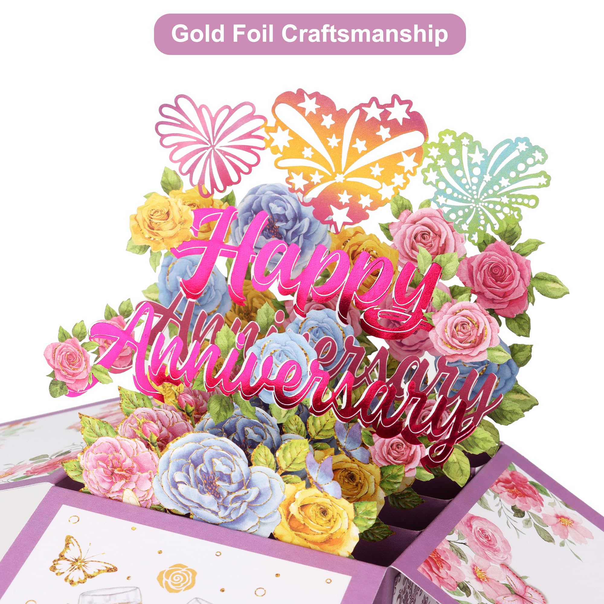Carte Pop-Up Libellule & Fleur De Cosmos UNIPOP - Carte Anniversaire, Saint-Valentin Ou Fête Des Mères