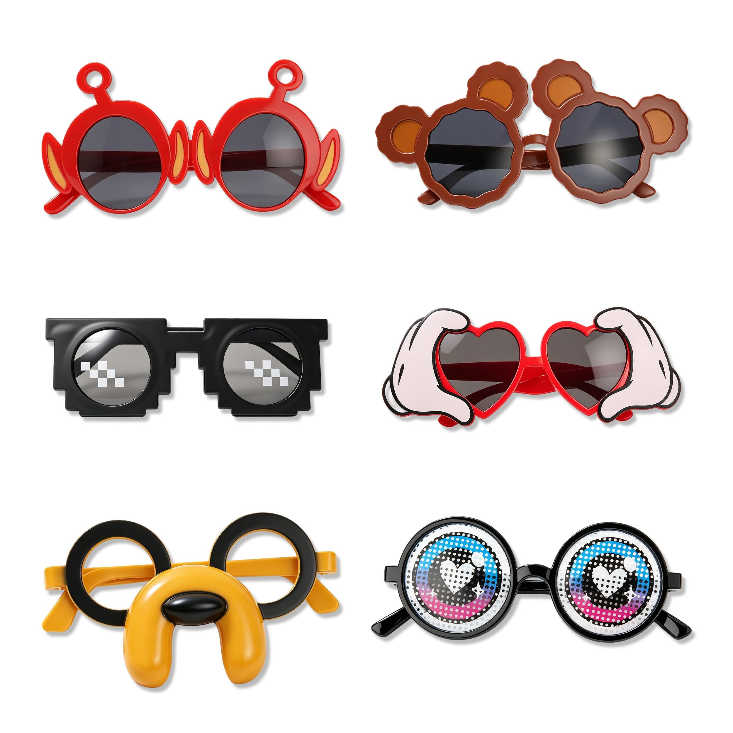 6 Piezas Gafas de Sol Divertidas, Colores Mixtos para Gafas de Fiesta, Set de Gafas Divertidas de Plástico para Fotos, Carnaval y Fiestas de Adultos