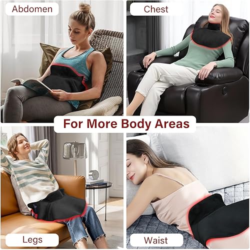 Miniatura 8 de Terapia de luz roja inalámbrica para hombro y cuello, envoltura de terapia de luz roja de 650 nm, envoltura térmica para relajación muscular