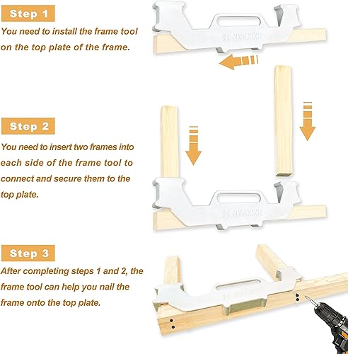 Miniatura 4 de 2-Piece 16 Inch Framing Tools - Precision 16'' Framing Stud Layout Tool for home DIY projects -100% Cast Aluminum Framing Spacing Tool accurate size