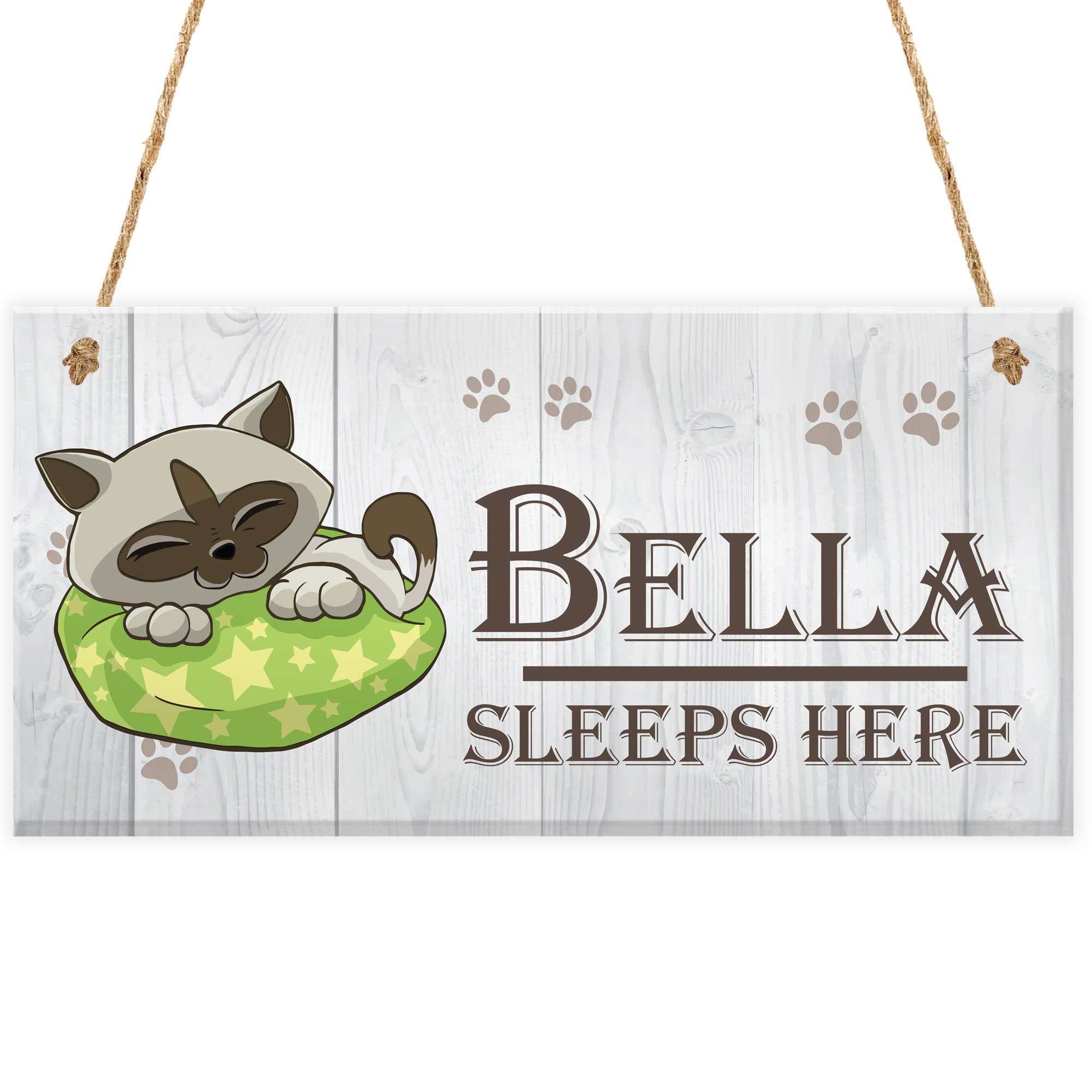Red Ocean Cute Pet Cat Sign Sleeps Here - Personalised Cat Bed Cushion Sign Cat Gifts