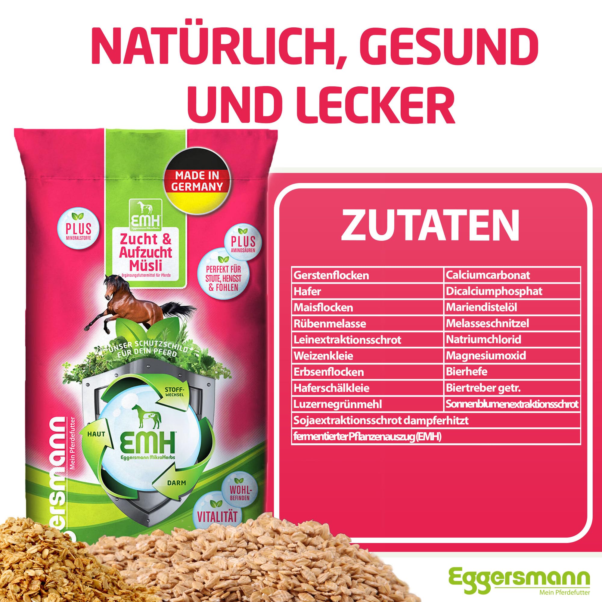 Eggersmann, mangime EHM, müsli per Cavalli da Riproduzione, giumente, stalloni e puledri, 1 Confezione da 20 kg di [Etichetta in Lingua Italiana Non Garantita]