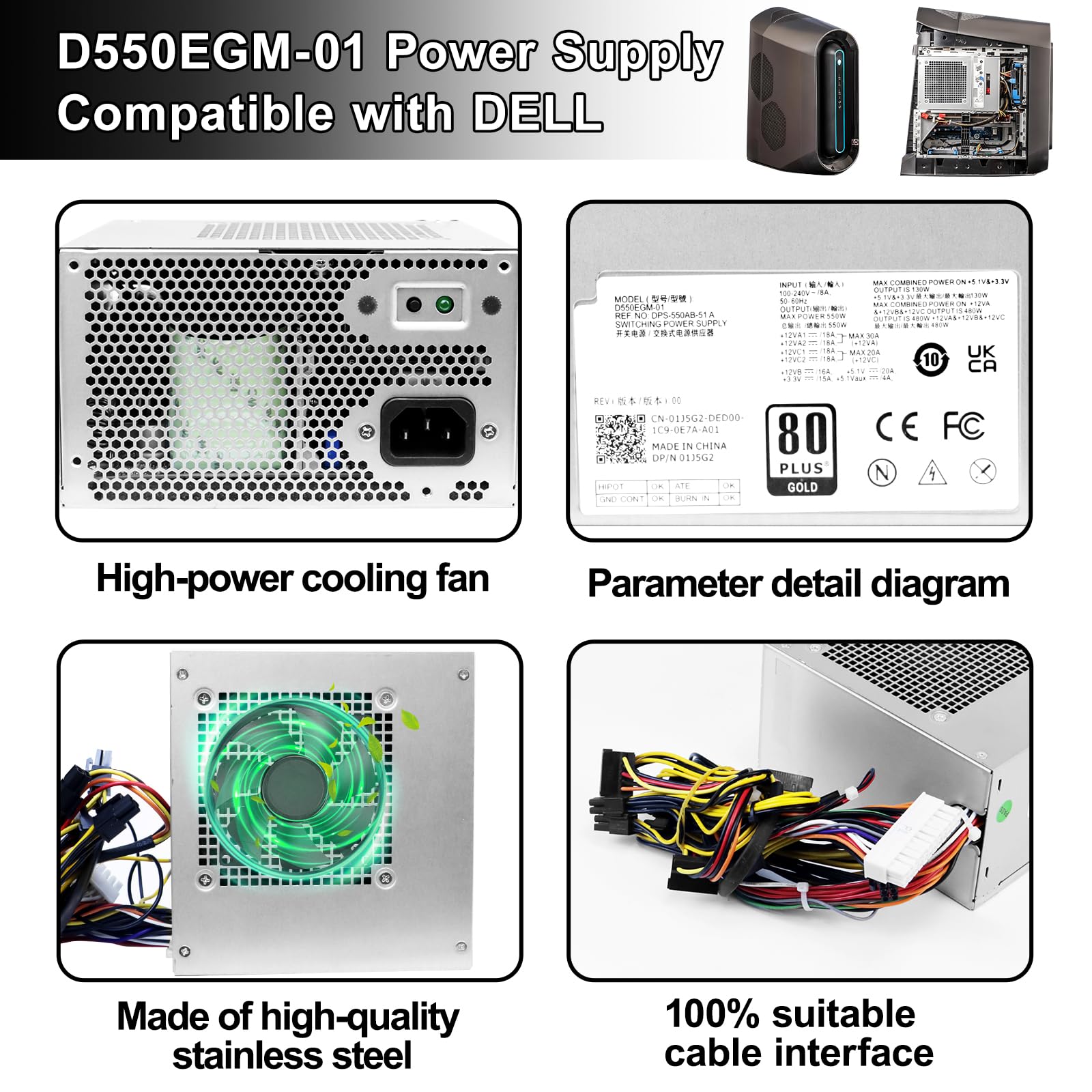 Amazon.com: LXun Upgraded D550EGM-01 550W Power Supply Compatible