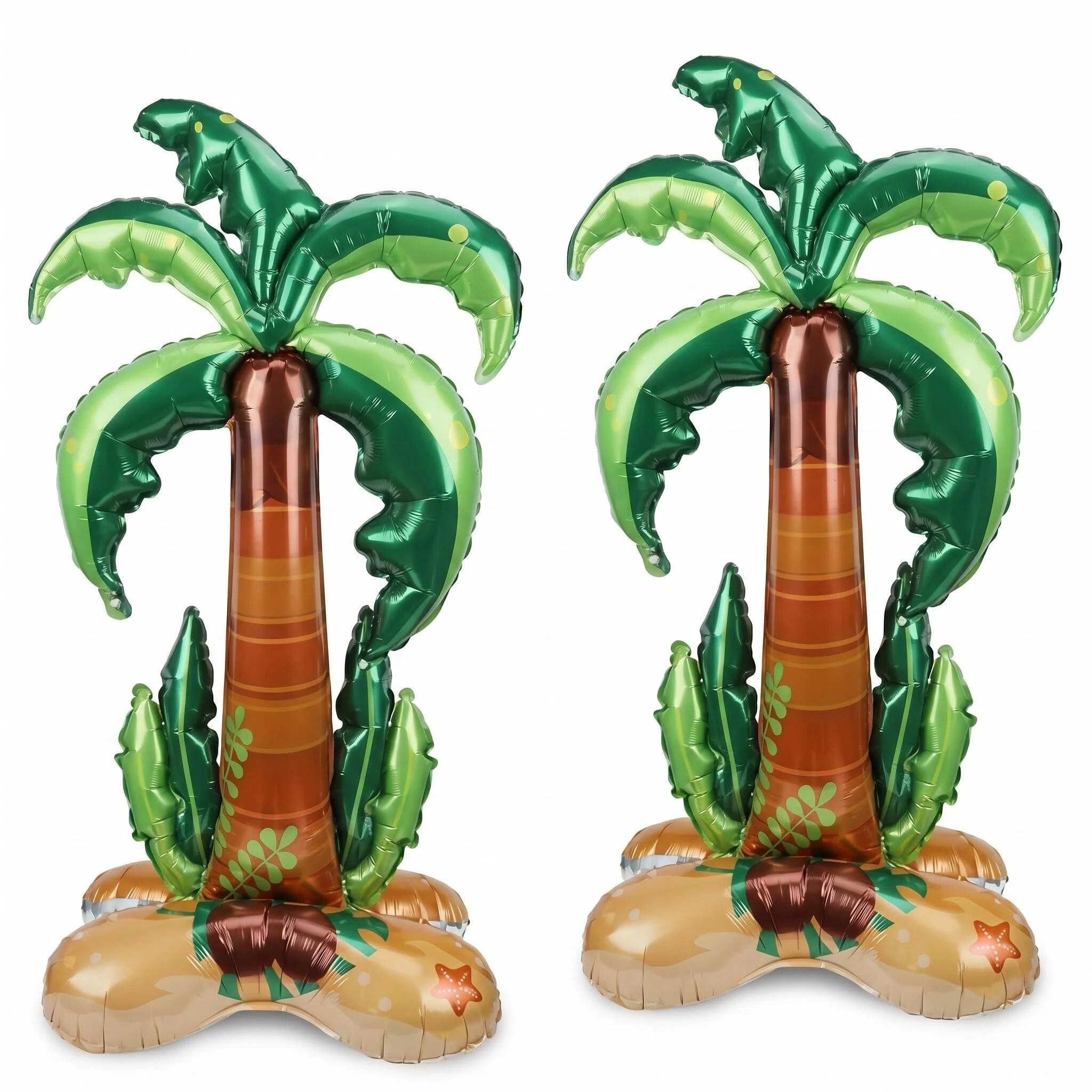 MIGIFTDY 2Pcs Inflatable Palm Tree Balloons, Tropical Tree Foil Balloon Ornament, Hawaiian Themed Balloon Decor for Summer Pool Beach Jungle Birthday Party Scene Arrangement