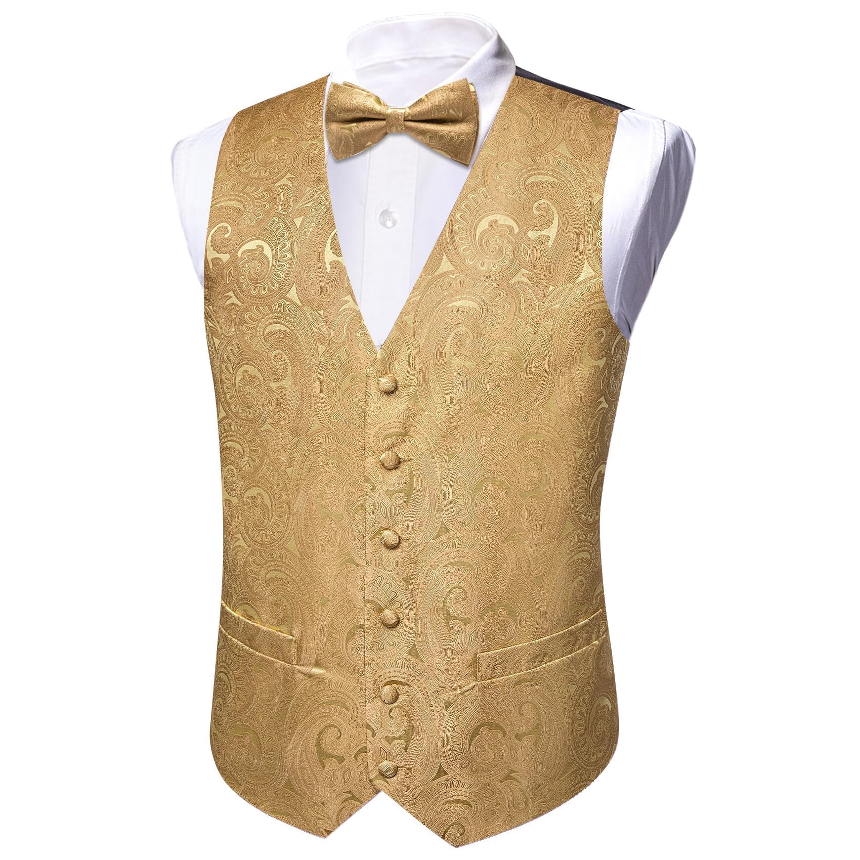 Barry.Wang Chaleco de cachemira para hombre, conjunto de corbata, corbata, pañuelo y gemelos de solapa para boda, 8 unidades
