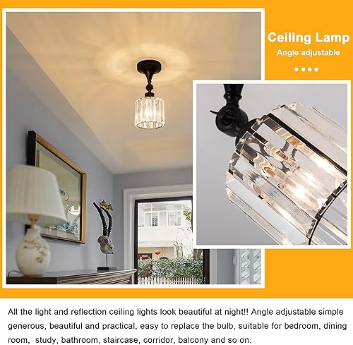 Miniatura 3 de Edzemuwa Flush Mount Ceiling Light Fixture Modern Black Entryway Light fixtures Farmhouse Lighting for Porch Hallway Kitchen BedroomBlack E26