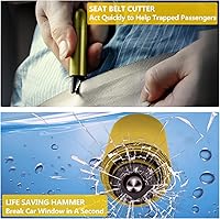 Vista 2 de Paquete de 4 Martillos de Seguridad para Automóvil Rompeventanas y Cortador de Cinturón de Seguridad, Herramienta Multifunción de Escape