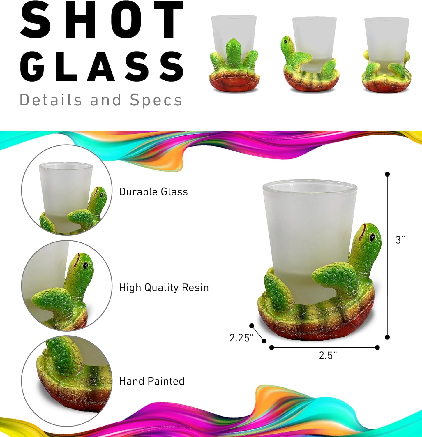 CoTa Global Cool Sea Turtle Shot Glass - Novelty Glassware Home and Bar Liquor Accessory, Fun Ocean Life Shooter for Espresso and Alcohol Drinks, Ideal Drinkware Gift for Parties and Events - 3 Inches - Image 2