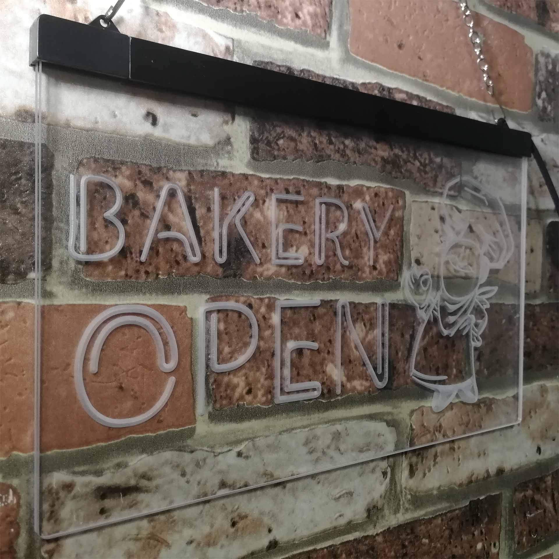ADVPRO Bakery Open Shop Bread Display Dual Color LED Enseigne Lumineuse Neon Sign Vert et Rouge 600 x 400mm st6s64-i0175-gr