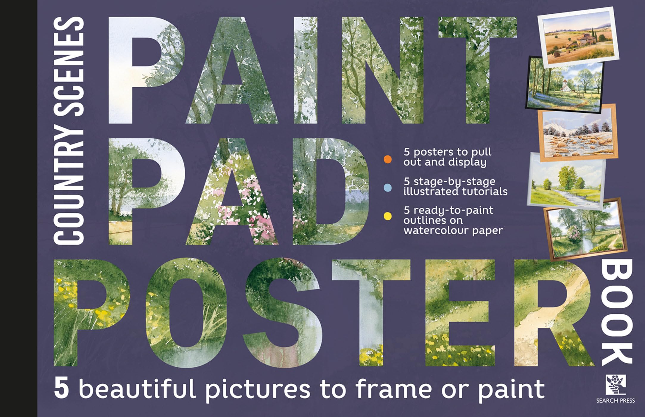 Paint Pad Poster Book Country Scenes le cadeau créatif idéal avec 5 beaux posters