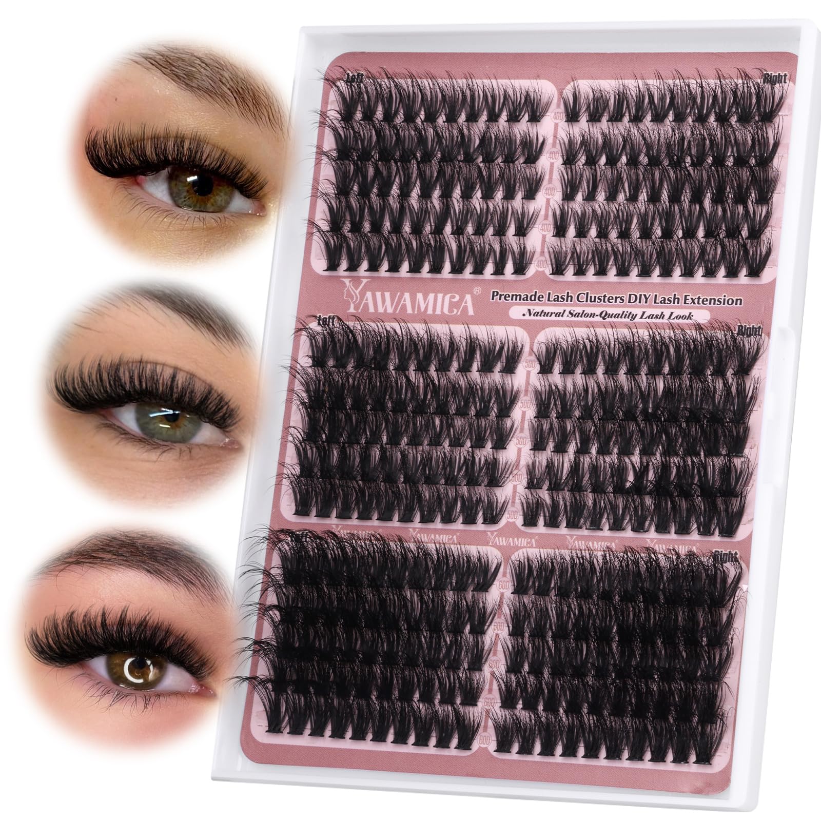 Yawamica Cat Eye Lash Clusters Fluffier Cluster Eyelash Extensions Wispy Individual Lashes Premade Eyelash Clusters Left Right Cluster