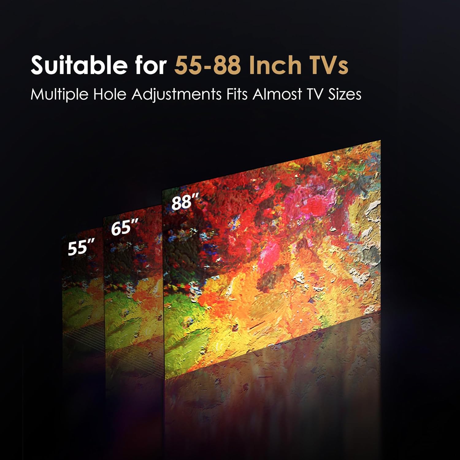 FITUEYES Design Table Top TV Stand for 55-88 Inch TV, Universal Television Stand with Wooden Base Shelf, Angle Adjustable TV Stand for Bedroom, Eiffel Series V2 Low Type Television Stands