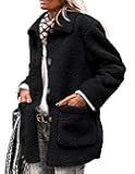 Women's Winter Faux Fur Coats Long Sleeve Lapel Button Down Pockets Fleece Sherpa Jacket Casual Trendy Outerwear