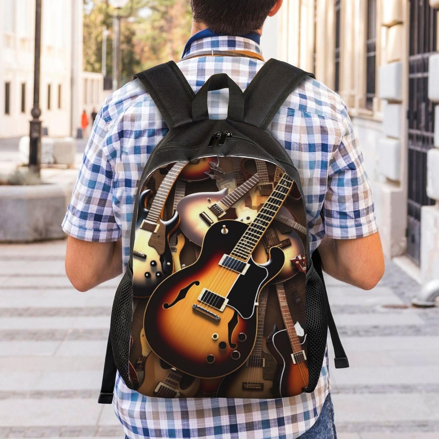 Music Guitar Travel Backpack For Women Men Waterproof Carry On Backpack 15.6inch Laptop Backpack image 5