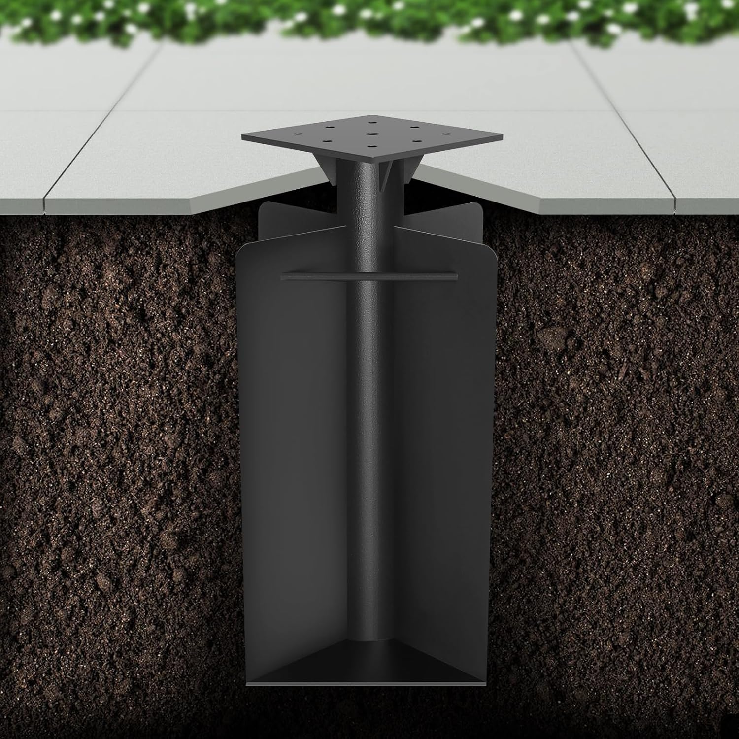 ABCCANOPY Patio Umbrella Base - 24lb In Ground Umbrella Base Outdoor Heavy Duty Cantilever Umbrella Holder Offset Base for Lawn, Poolside, Garden (Black)