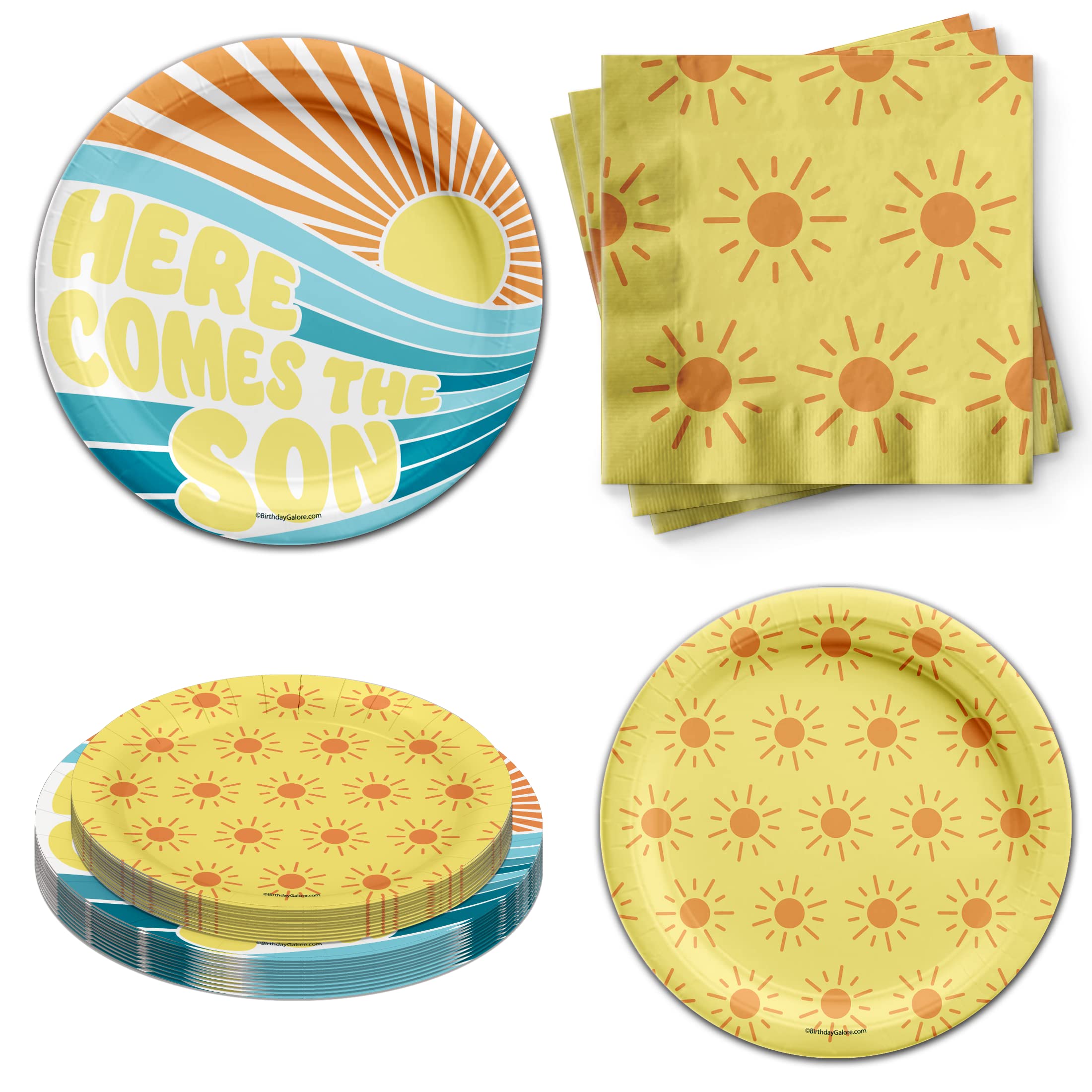 Here Comes the Son Baby Shower Party Supplies Kit for 24