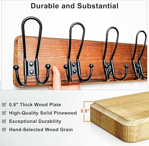 Miniatura 3 de Dseap Perchero para colgar en la pared, resistente, rústico, con 5 ganchos de alambre para ropa, sombrero, chaqueta, toalla, RusticWire, J1-5A,